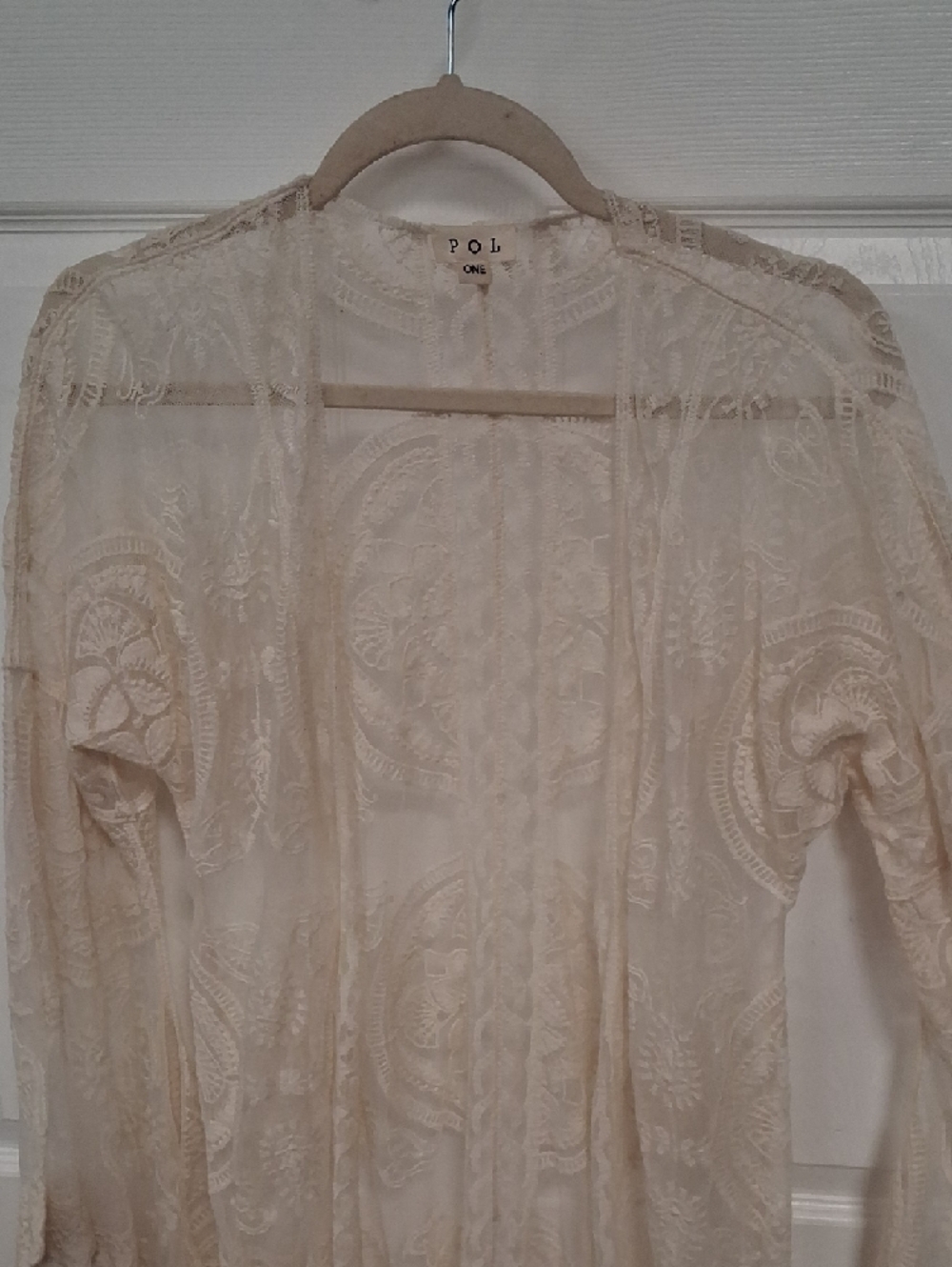 POL Cream Lace Crochet Kimono - Picture 7 of 8